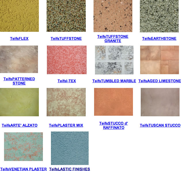 09940  Decorative Finishes, 09965 Elastomeric Coatings, 09980 Coatings for Concrete and Masonry