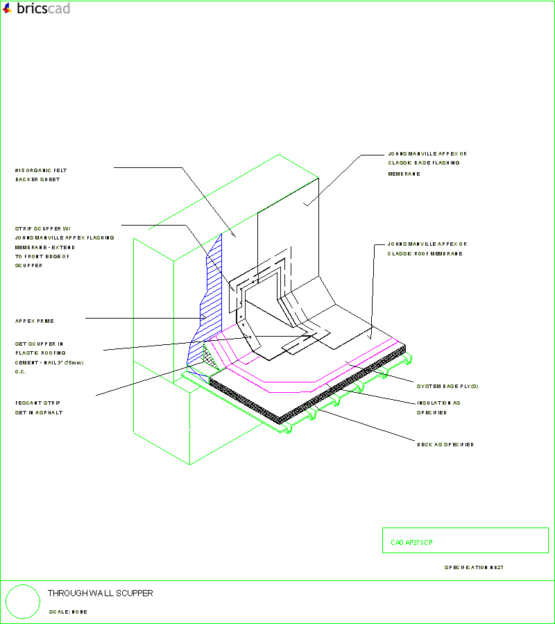 Through Wall Scupper. AIA CAD Details--zipped into WinZip format files for faster downloading.