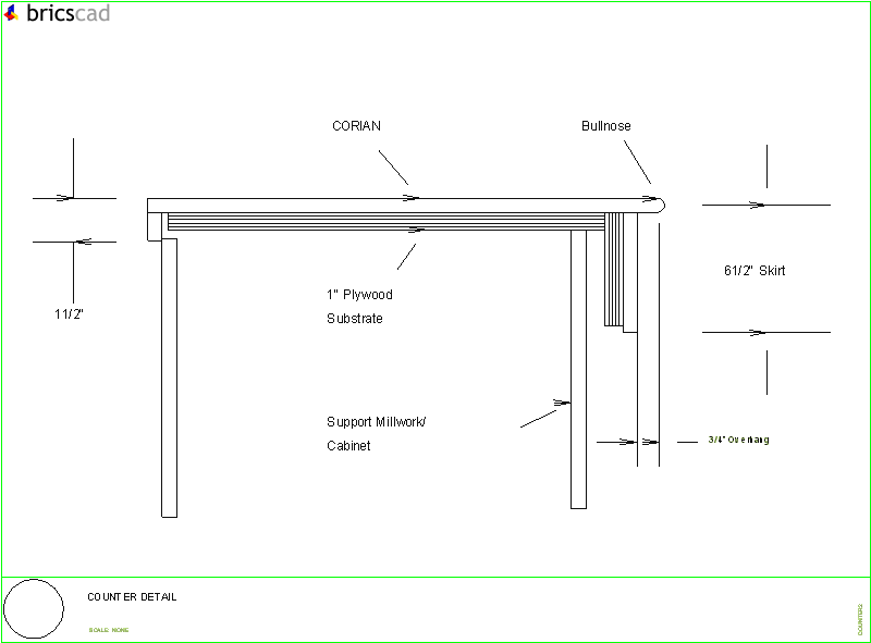 Counter Detail. AIA CAD Details--zipped into WinZip format files for faster downloading.