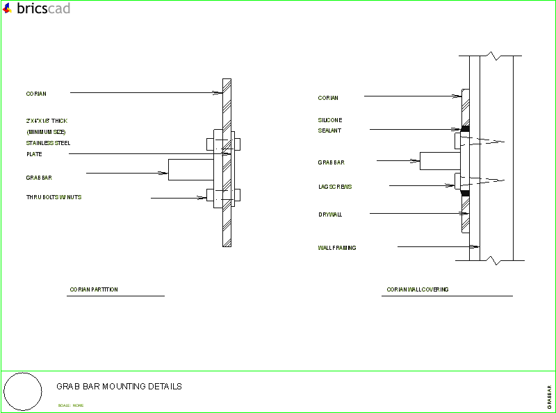 Typical grab bar mounting details. AIA CAD Detailszipped into WinZip