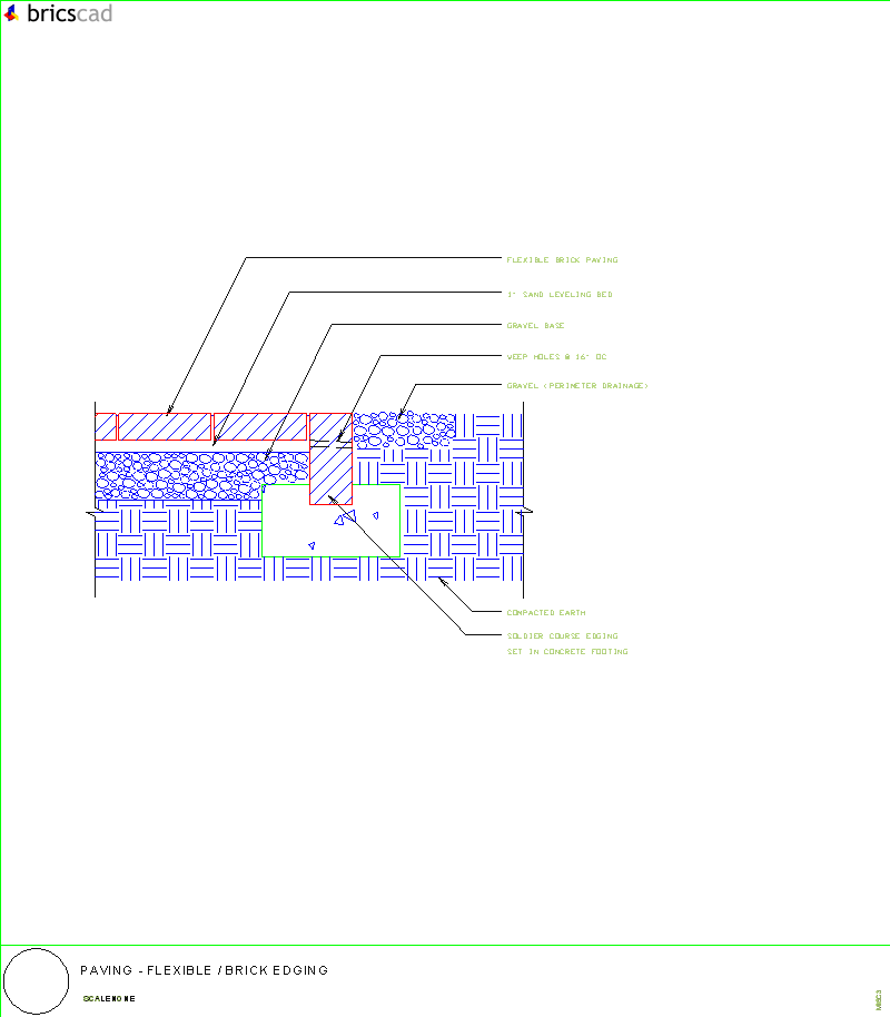 Flexible Brick Paving - Brick Edging. AIA CAD Details--zipped into WinZip format files for faster downloading.