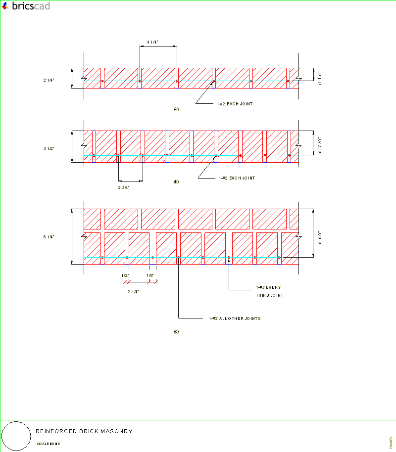 Reinforced Brick Masonry. AIA CAD Details--zipped into WinZip format files for faster downloading.