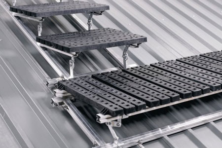 Modular Safe Rooftop Walking Surface that Protects the Worker and the Roof Surface. Modular Safe Rooftop Walking Surface that Protects the Worker and the Roof Surface.