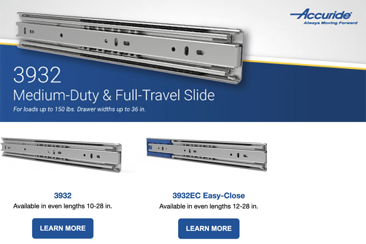 Upgrade your drawer experience with the Accuride 3932 and 3932EC