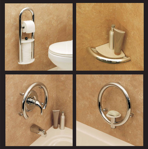 Decorative grab bars, towel bars from Innovate Building Solutions on