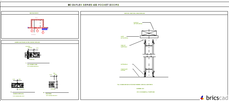 400BIFLD Bifold Door Pocket Door. AIA CAD Details--zipped into WinZip format files for faster downloading.