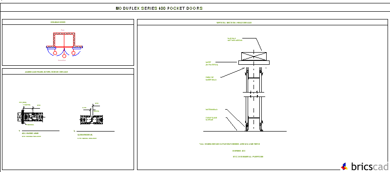 400DBL Double Pocket Door. AIA CAD Details--zipped into WinZip format files for faster downloading.