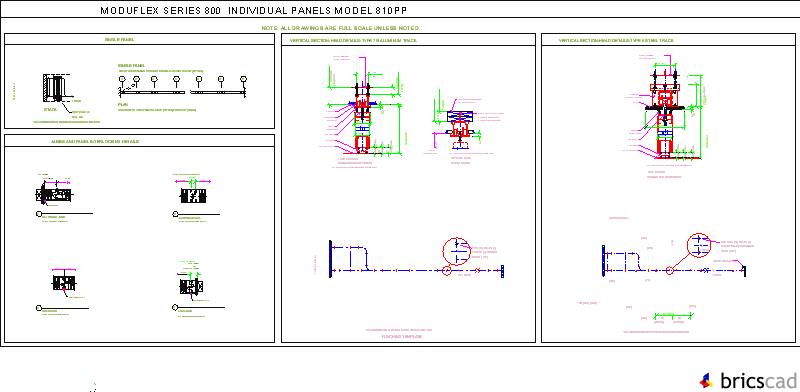 491-02-1 Single Panel used for openings through 6 panels. AIA CAD Details--zipped into WinZip format files for faster downloading.