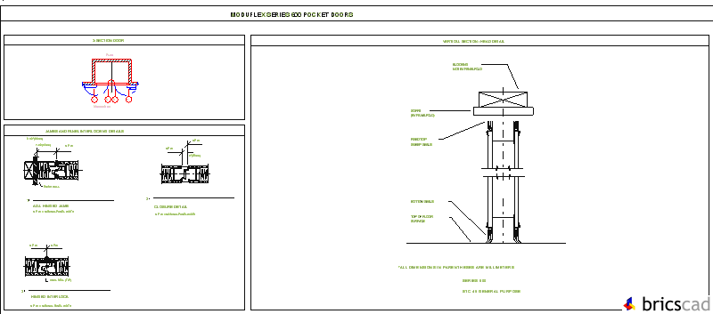 6003SEC Three section pocket door. AIA CAD Details--zipped into WinZip format files for faster downloading.