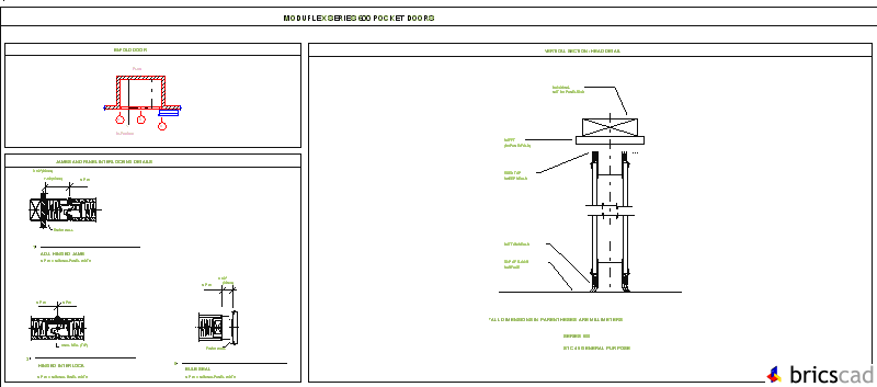 600BIFLD Bi-fold pocket door. AIA CAD Details--zipped into WinZip format files for faster downloading.