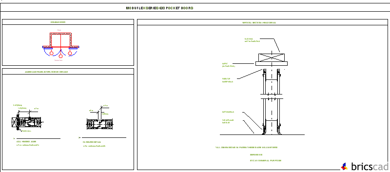 600DBLE  Double pocket door. AIA CAD Details--zipped into WinZip format files for faster downloading.