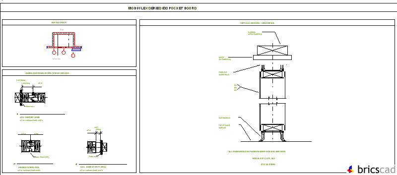 800BIFLD Bi-fold pocket doors. AIA CAD Details--zipped into WinZip format files for faster downloading.