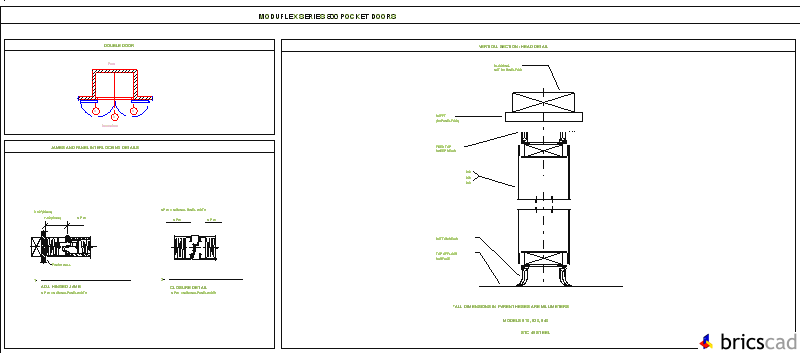 800DBLE Double pocket doors. AIA CAD Details--zipped into WinZip format files for faster downloading.