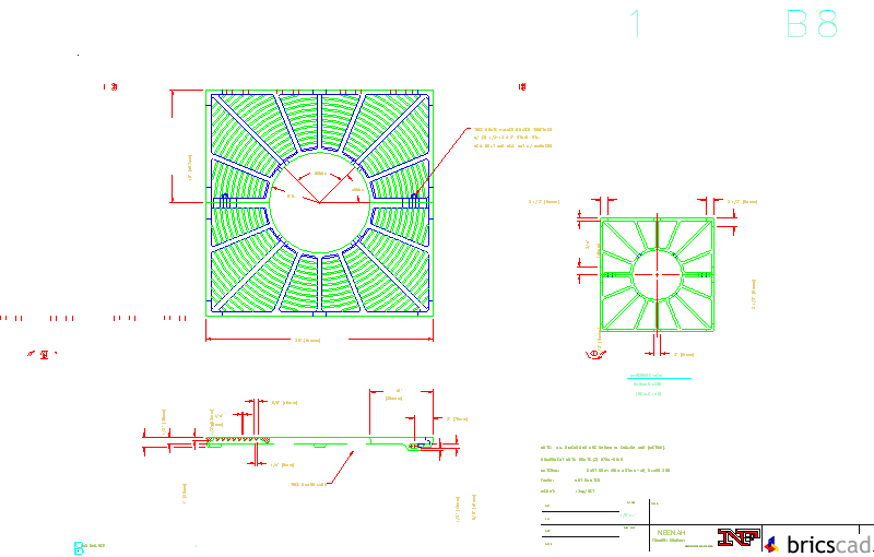 R-8704-A Tree Grate 36 Square with 16 Dia. Tree Opening. AIA CAD Details--zipped into WinZip format files for faster downloading.