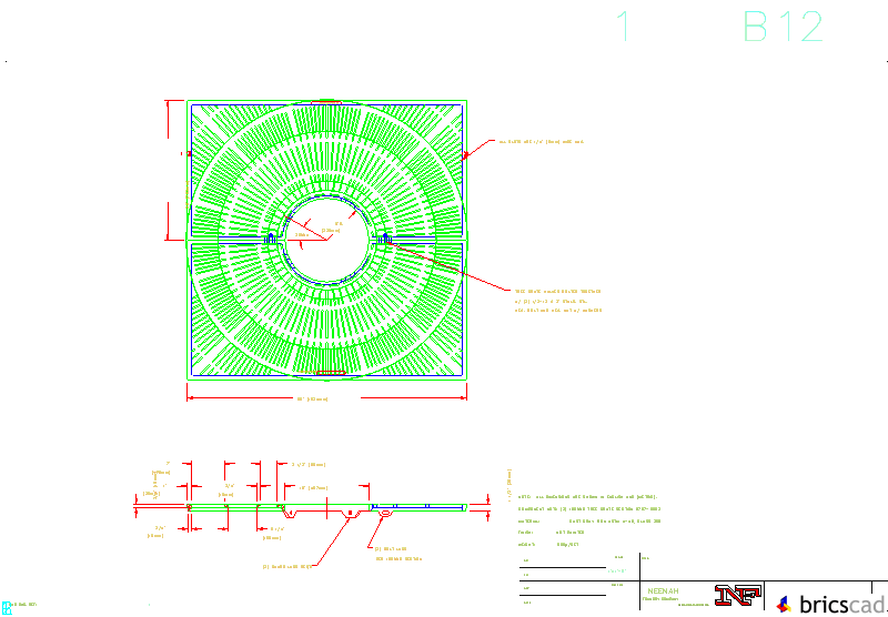 R-8707 Tree Grate 60 Square with 18 Dia. Tree Opening. AIA CAD Details--zipped into WinZip format files for faster downloading.