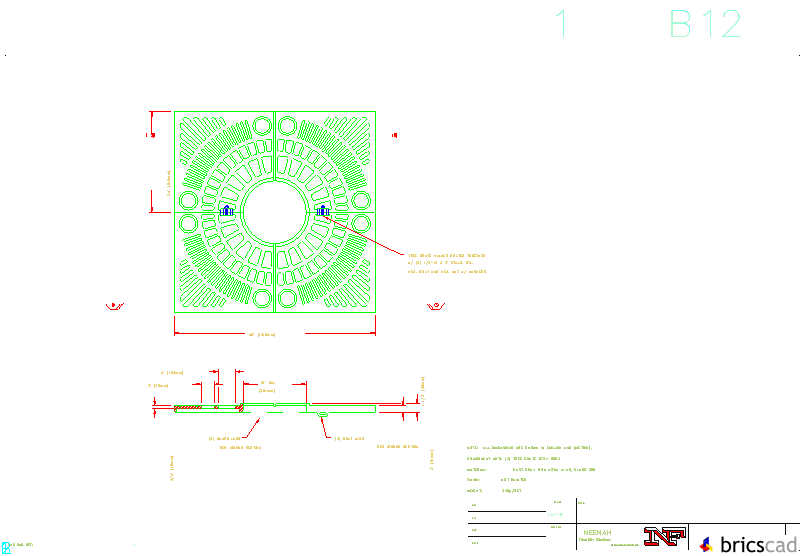 R-8721-A Tree Grate 48 Square with 15 Dia. Tree Opening. AIA CAD Details--zipped into WinZip format files for faster downloading.