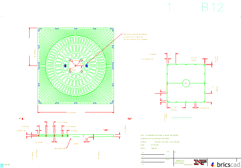 R-8734 Tree Grate 60 Square with 12 Dia. Tree Opening. AIA CAD Details--zipped into WinZip format files for faster downloading.