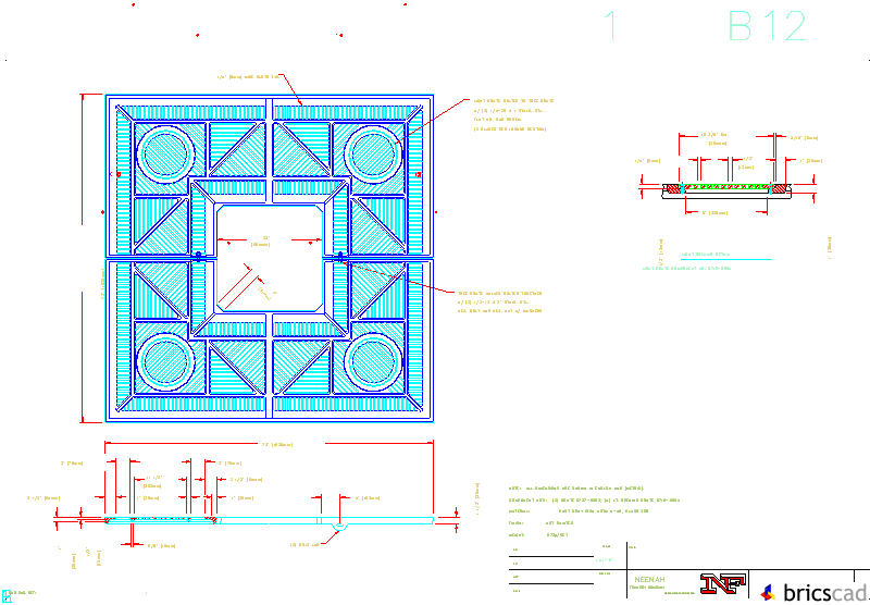 R-8737-B Tree Grate 72 Square with 23 Square Tree Opening and Light Openings. AIA CAD Details--zipped into WinZip format files for faster downloading.