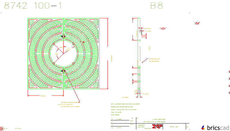 R-8742 Tree Grate 48 Square with 18 Dia. Tree Opening. AIA CAD Details--zipped into WinZip format files for faster downloading.