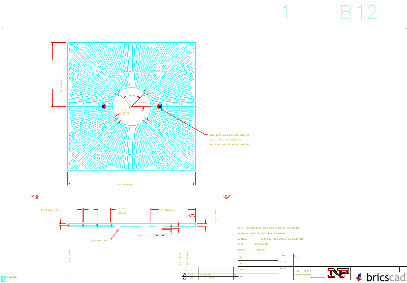 R-8742-A Tree Grate 60 Square with 18 Dia. Tree Opening. AIA CAD Details--zipped into WinZip format files for faster downloading.