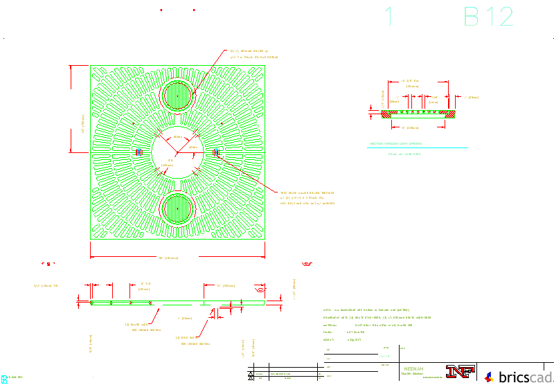 R-8742-A1 Tree Grate 60 Square with 18 Dia. Tree Opening and Light Openings. AIA CAD Details--zipped into WinZip format files for faster downloading.