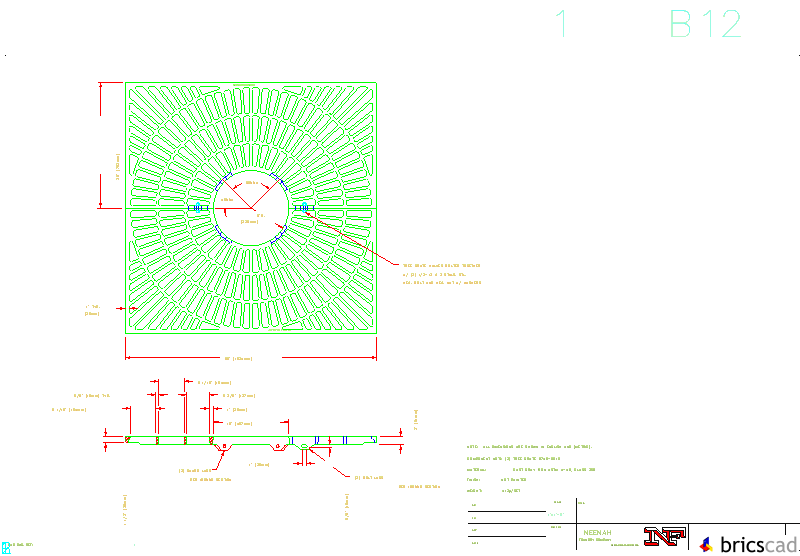 R-8746-A Tree Grate 60 Square with 18 Dia. Tree Opening. AIA CAD Details--zipped into WinZip format files for faster downloading.