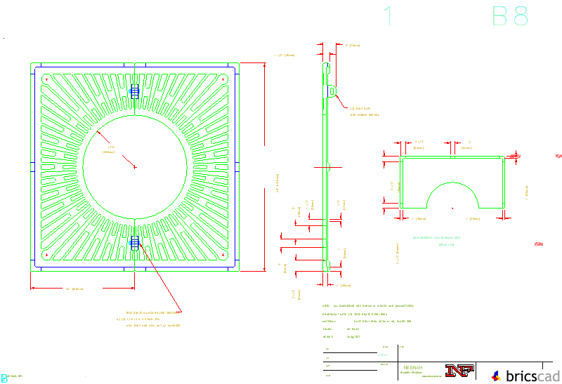 R-8750 Tree Grate 48 Square with 24 Dia. Tree Opening. AIA CAD Details--zipped into WinZip format files for faster downloading.