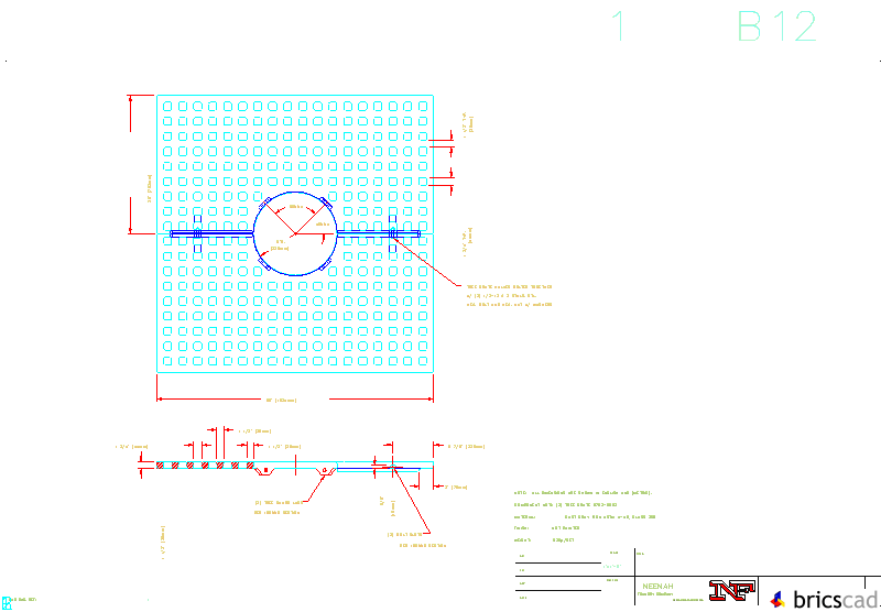 R-8762 Tree Grate 60 Square with 18 Dia. Tree Opening. AIA CAD Details--zipped into WinZip format files for faster downloading.