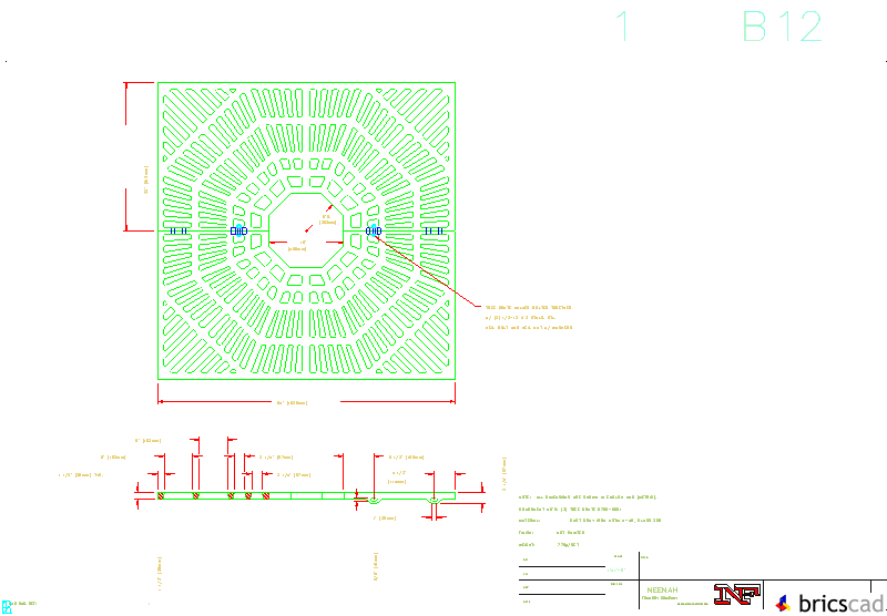 R-8766 Tree Grate 64 Square with 16 Octagonal Tree Opening. AIA CAD Details--zipped into WinZip format files for faster downloading.