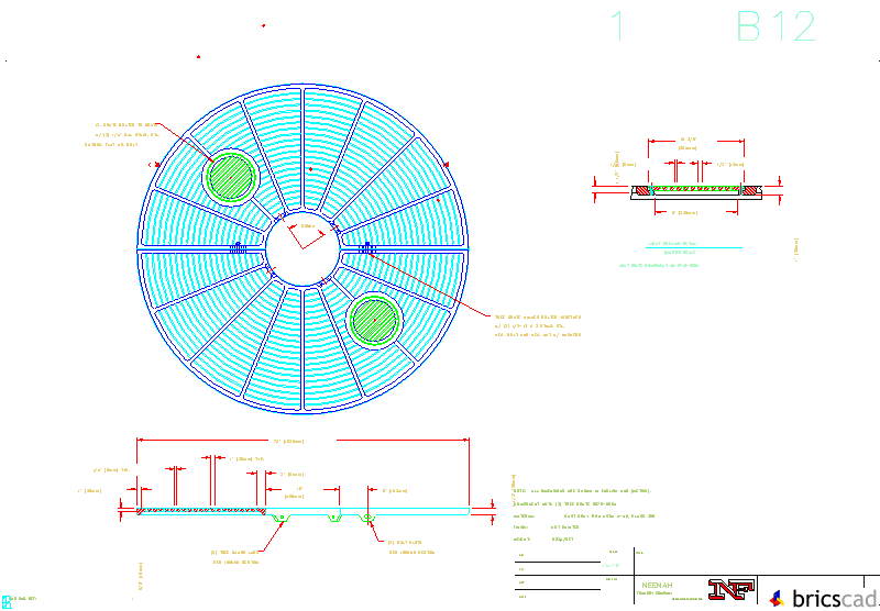 R-8876-1 Tree Grate 72 Dia. with 16 Dia. Tree Opening and Light Openings. AIA CAD Details--zipped into WinZip format files for faster downloading.