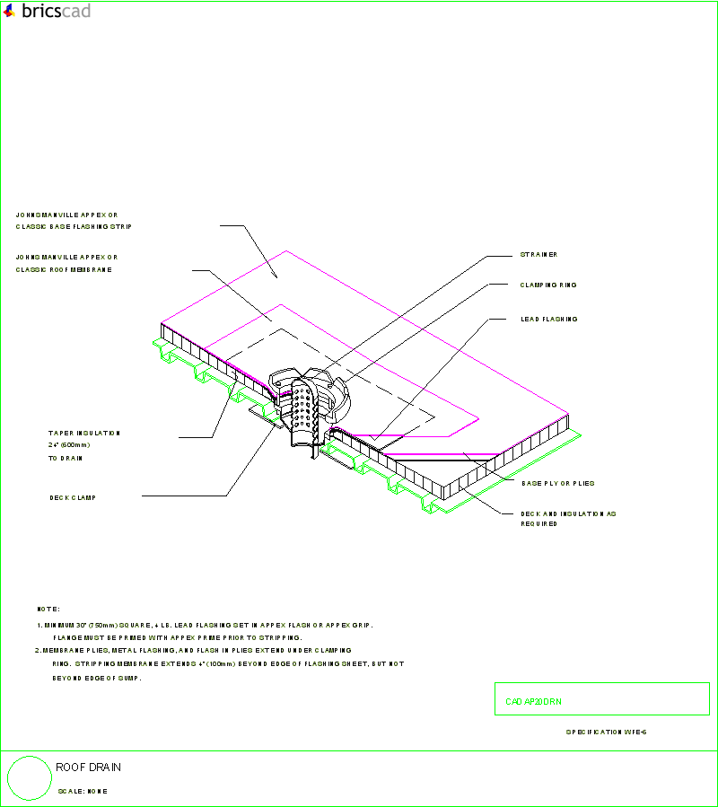 Roof Drain. AIA CAD Details--zipped into WinZip format files for faster downloading.