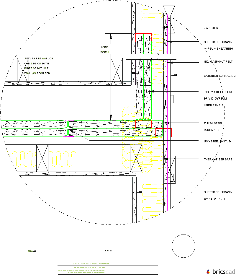 ASW202 -  EXTERIOR WALL INTERSECTION. AIA CAD Details--zipped into WinZip format files for faster downloading.