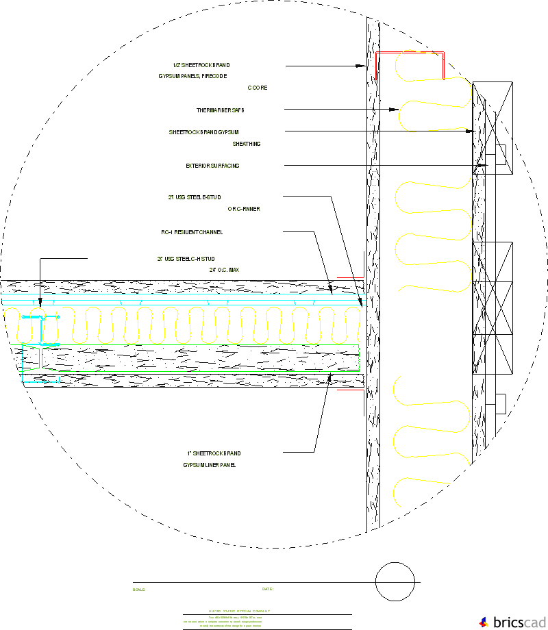 ASW204 -  EXTERIOR WALL INTERSECTION. AIA CAD Details--zipped into WinZip format files for faster downloading.