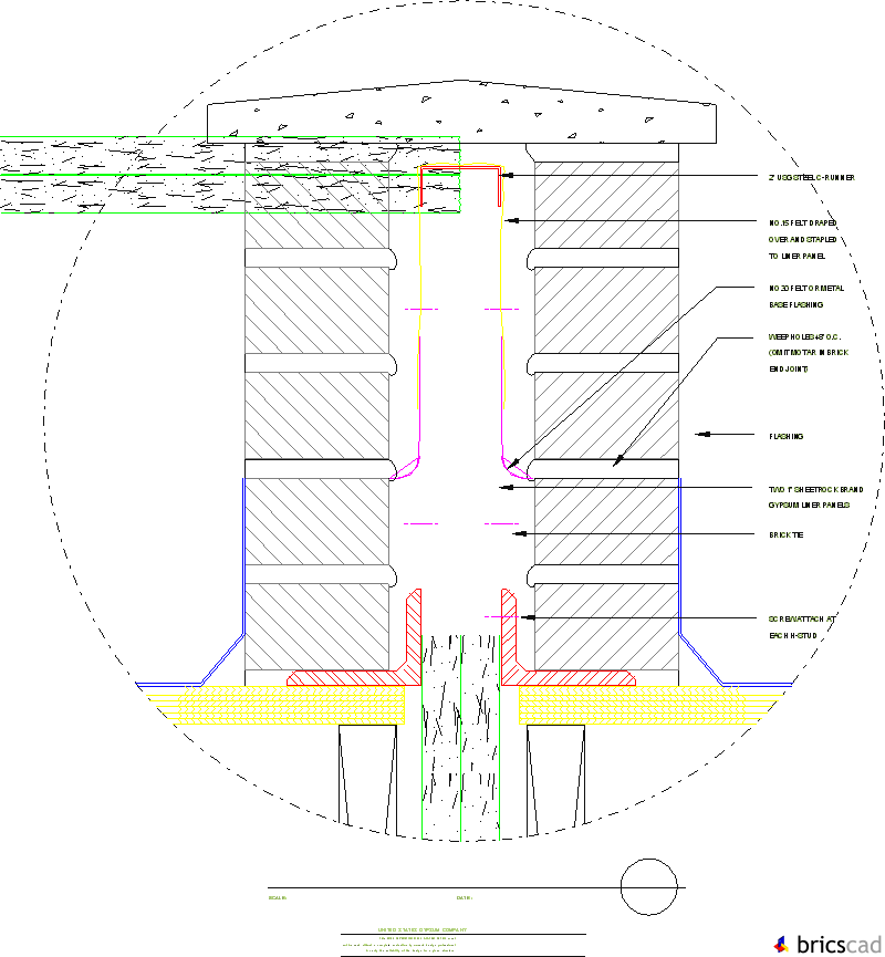 ASW402 -  ROOF INTERSECTION (MASONRY VENEER). AIA CAD Details--zipped into WinZip format files for faster downloading.