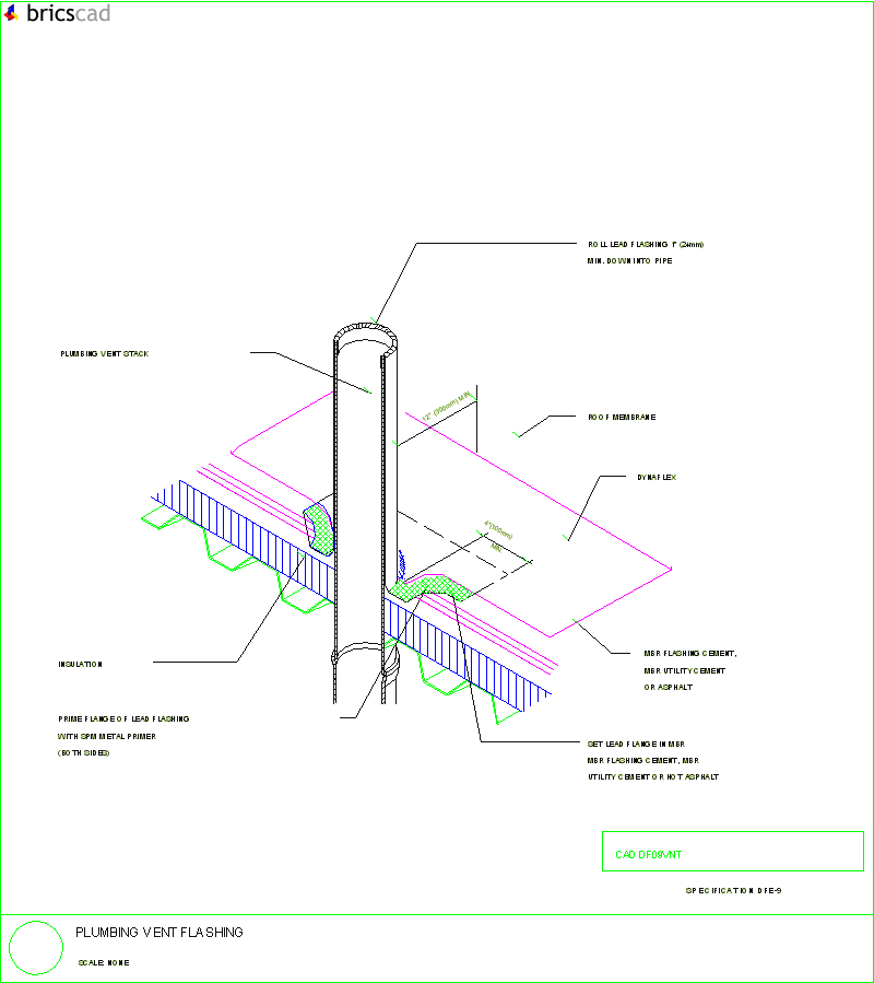 Plumbing Vent Flashing. AIA CAD Details--zipped into WinZip format files for faster downloading.