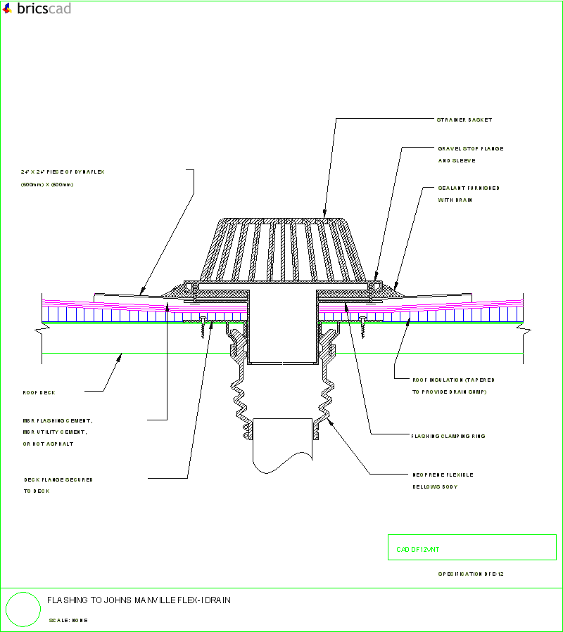 Flashing to Schuller Flex-I-Drain. AIA CAD Details--zipped into WinZip format files for faster downloading.