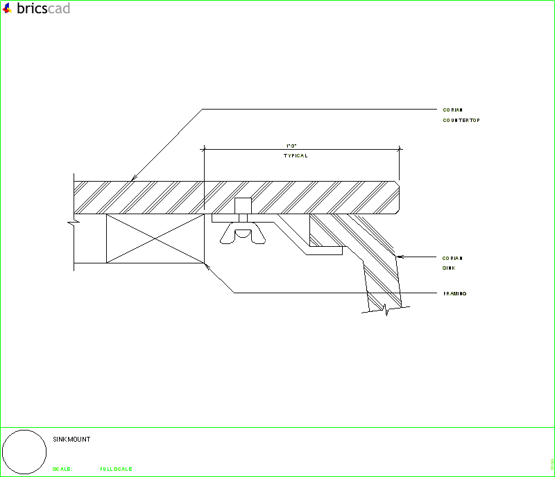 Sink/lav traditional undermount using silicone sealant and 1/2 or 3/4