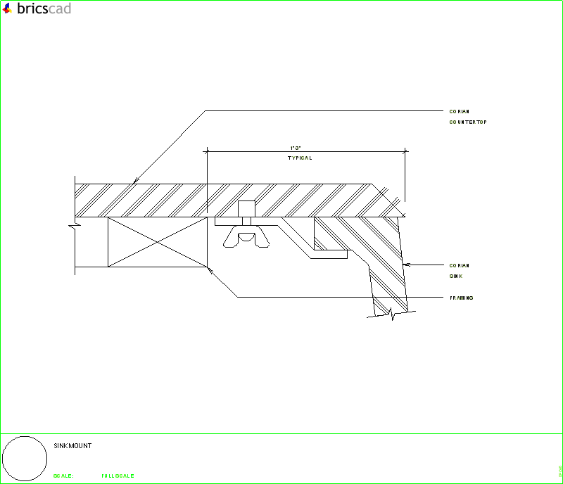 Sink/lav mount undermount using S type CORIAN® sink/lav and silicone