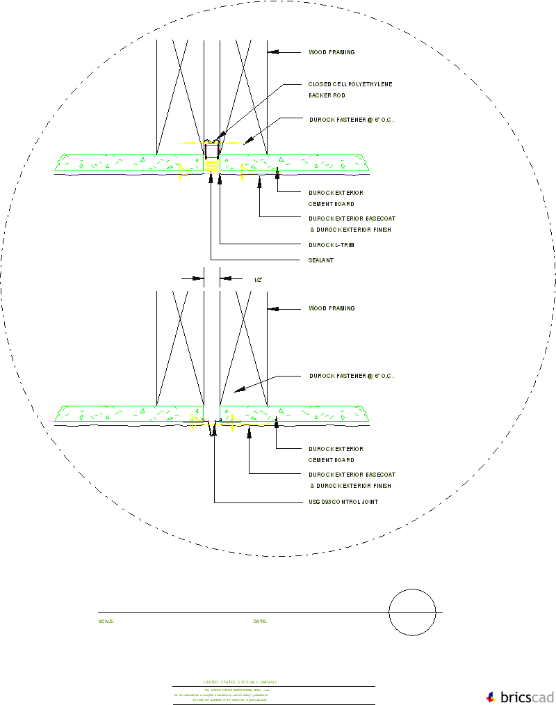 Dur105 Ceiling Control Joint Wood Frame Aia Cad Details