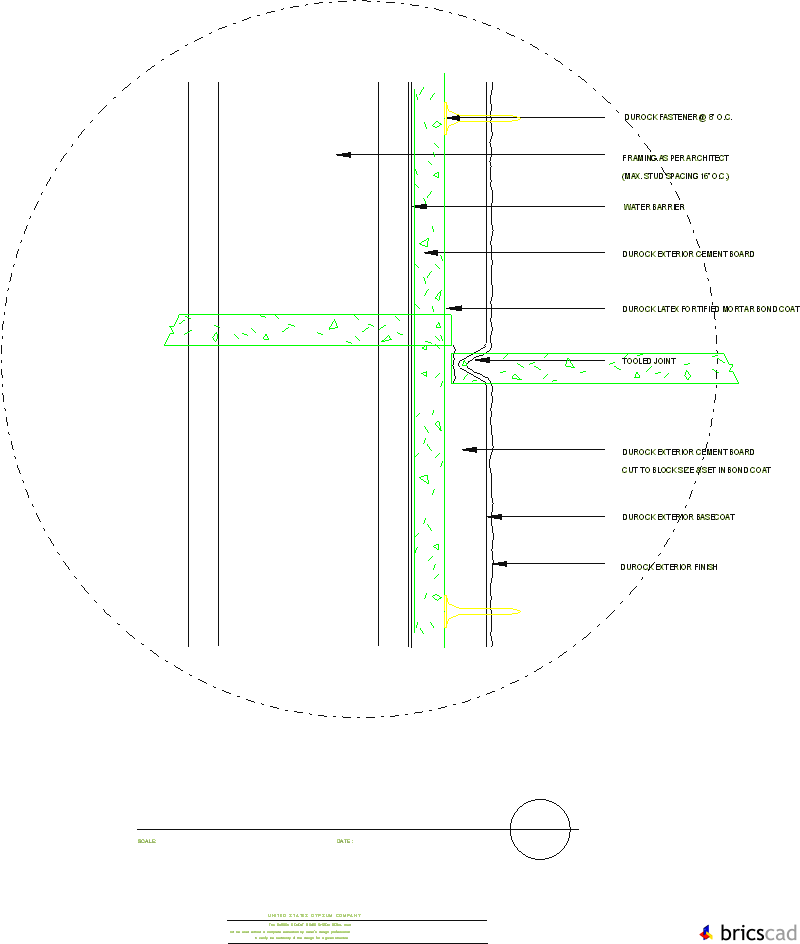 DUR901 - SIMULATED BLOCK CONSTRUCTION-BLOCK JOINT DETAIL. AIA CAD Details--zipped into WinZip format files for faster downloading.