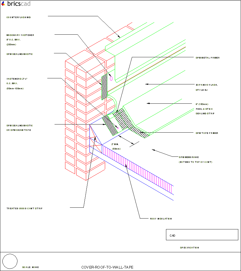 EJ Expand-O-Flash Expansion Joint-Cover-Roof-To-Wall-Tape. AIA CAD Details--zipped into WinZip format files for faster downloading.