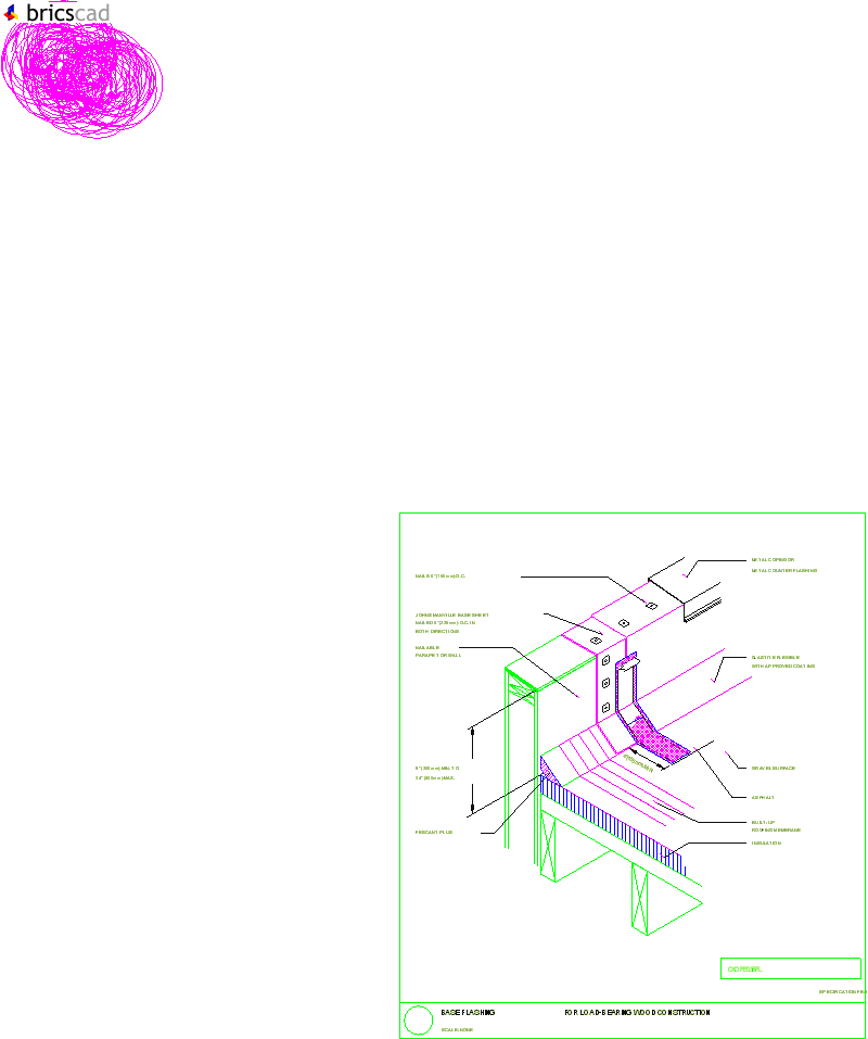 Base Flashing for Load Bearing Wood Construction. AIA CAD Details--zipped into WinZip format files for faster downloading.