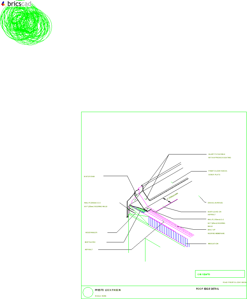 Presto Lock Fascia, Roof Edge Detail. AIA CAD Details--zipped into WinZip format files for faster downloading.