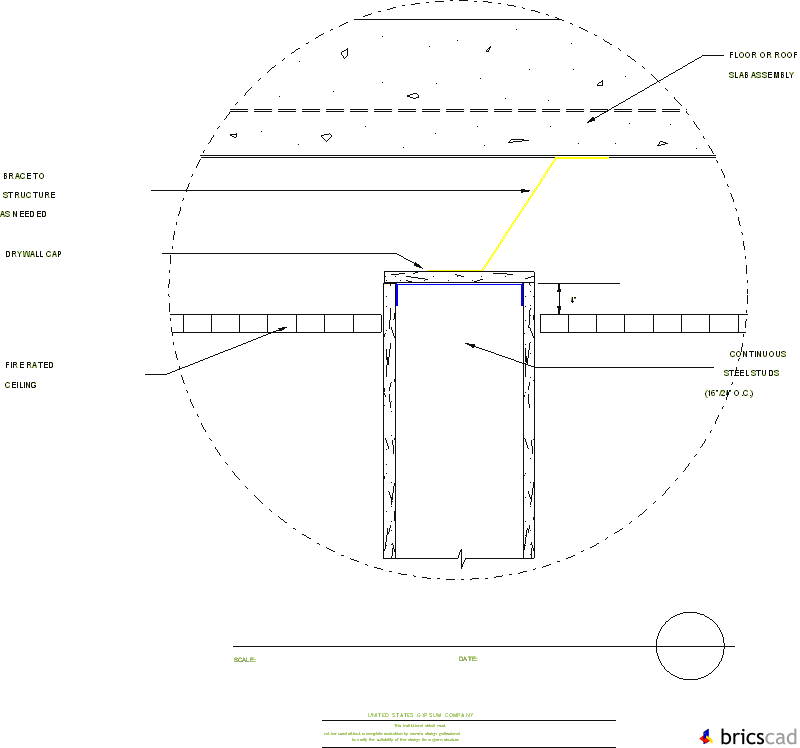 HOSP106 - NON-RATED PARTITION (AT CEILING). AIA CAD Details--zipped into WinZip format files for faster downloading.