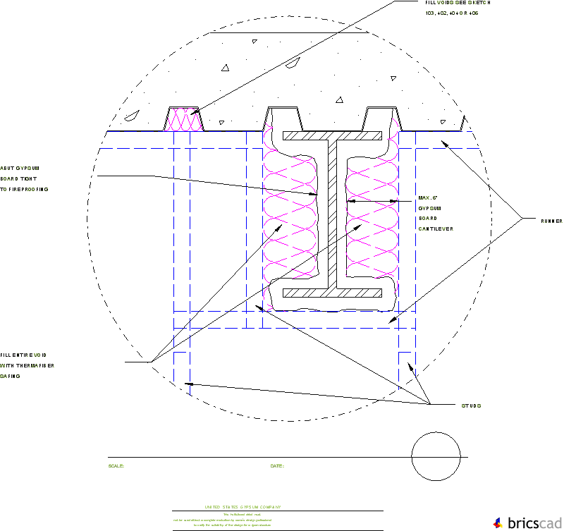 HOSP205 - WALL PERPENDICULAR TO BEAM. AIA CAD Details--zipped into WinZip format files for faster downloading.