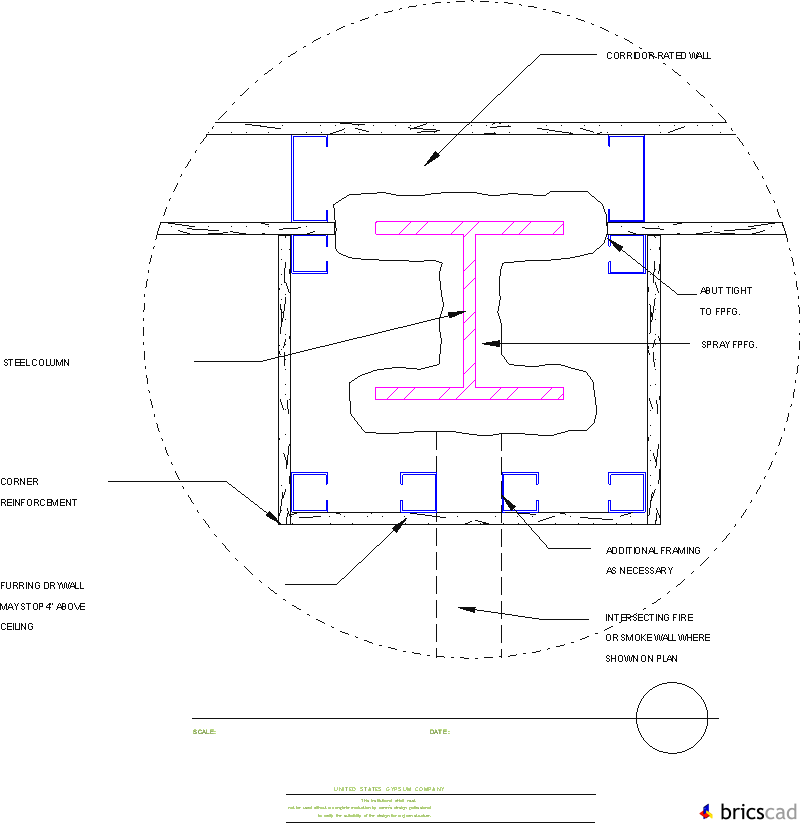 HOSP208 - COLUMN DETAIL (AT CORRIDOR). AIA CAD Details--zipped into WinZip format files for faster downloading.