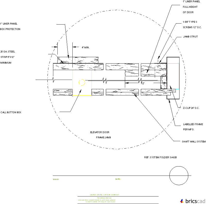 HOSP213 - ELEVATOR SHAFTWALL. AIA CAD Details--zipped into WinZip format files for faster downloading.