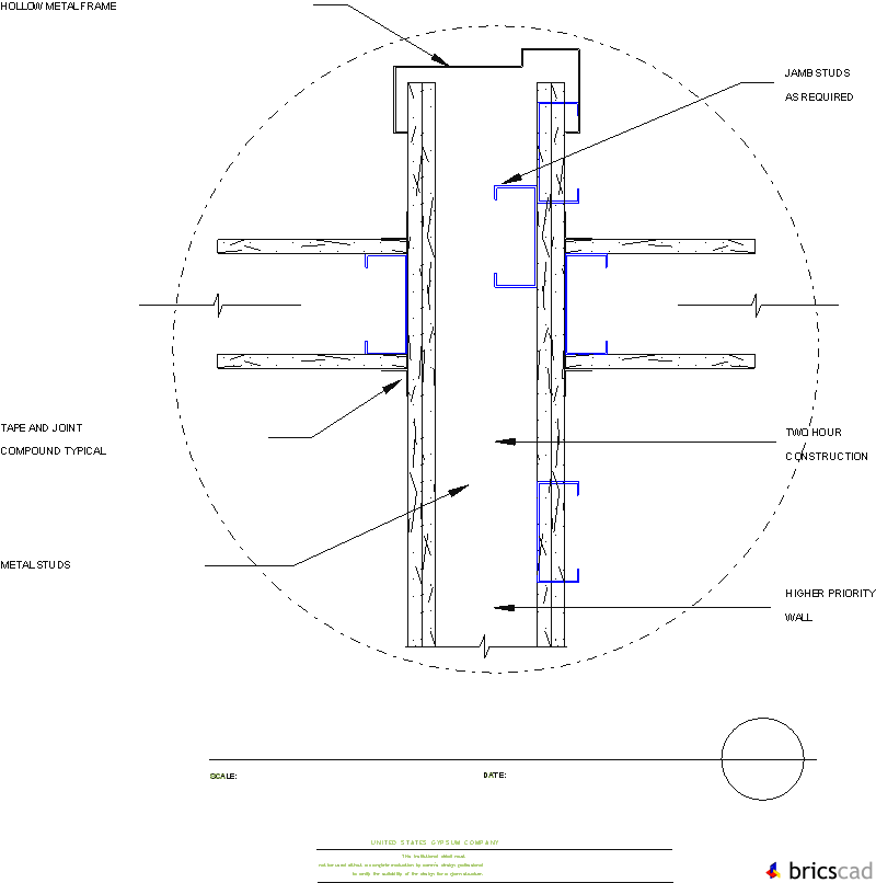 HOSP216 - INTERSECTION OF RATED WALLS. AIA CAD Details--zipped into WinZip format files for faster downloading.