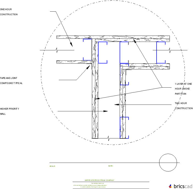 HOSP218 - INTERSECTION OF RATED WALLS. AIA CAD Details--zipped into WinZip format files for faster downloading.