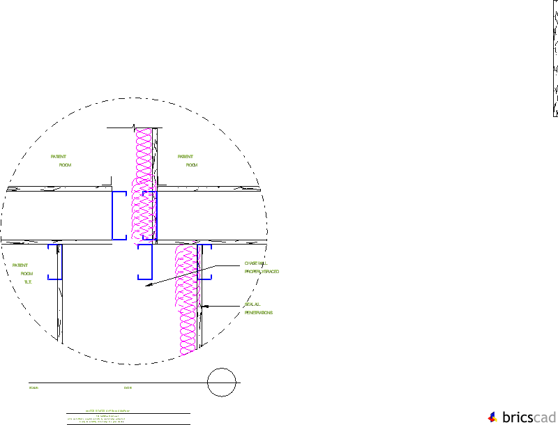 HOSP223 - 1 HOUR SMOKE WALL (BETWEEN PATIENT ROOMS). AIA CAD Details--zipped into WinZip format files for faster downloading.